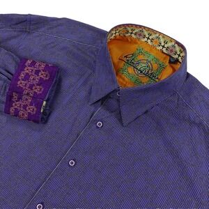 Robert Graham Men's 2XL Blue Geometric Button Up Shirt Flip Cuff Long Sleeve